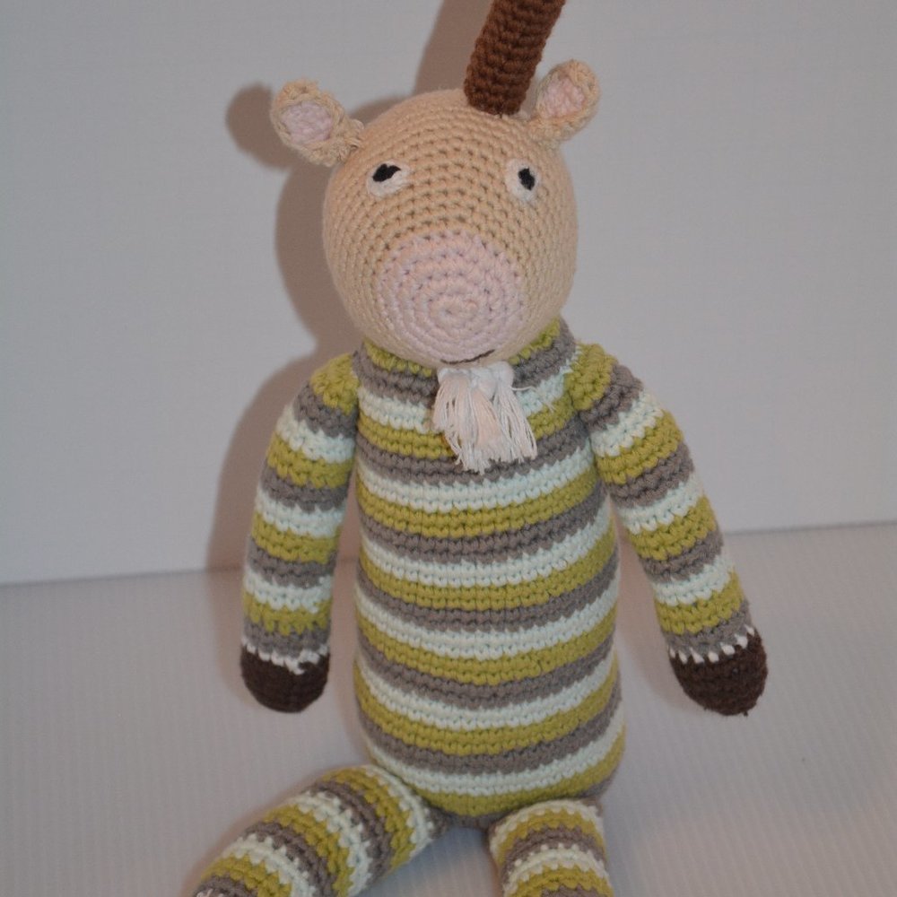 Pebble Handmade Knit Plush Lovey Baby Rattle Toy